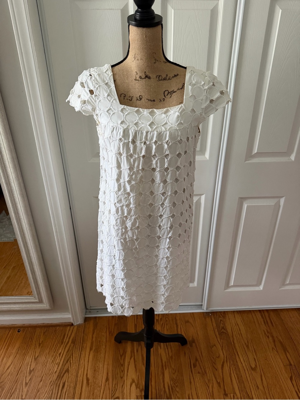 Gianni Bini White Eyelet Square-Neck Mini Dress